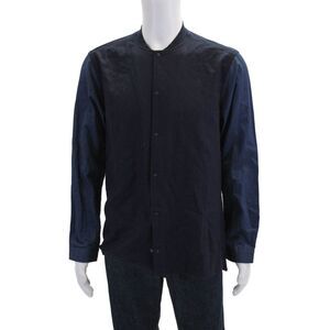 Basco Mens Long Sleeve Colorblock Snap Closure Jacket Blue Size M